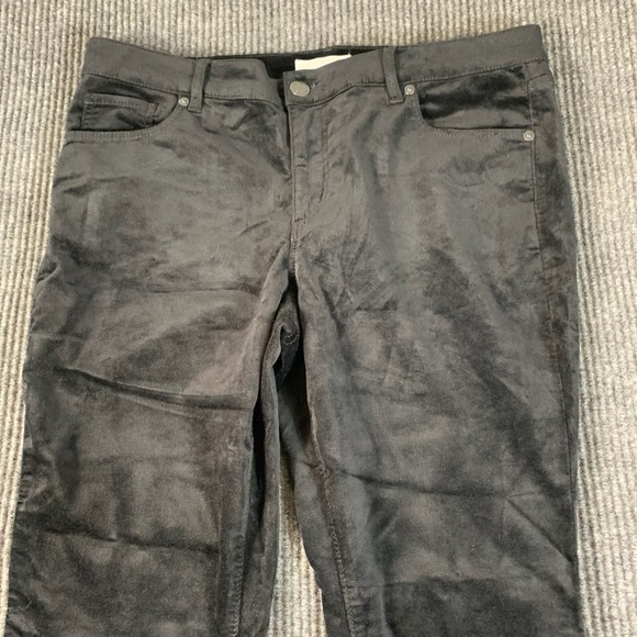 Ann Taylor Loft Pants Womens Black Flat Front Velour Skinny Mid Rise 33x27‎ NWT - Picture 4 of 16